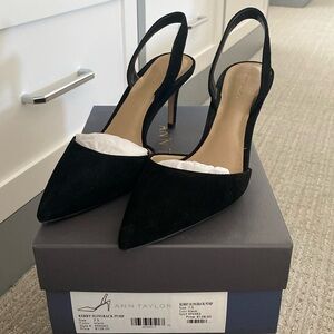 Ann Taylor suede sling back pumps
